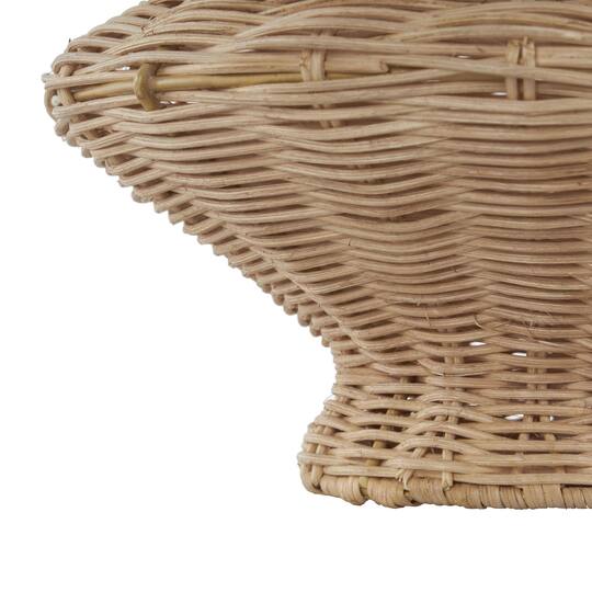 16" Brown Rattan Handmade Fluted Hourglass Vase